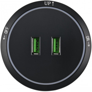Трековая розетка Am-track-sockets 380066TS LED/USBx2 Black