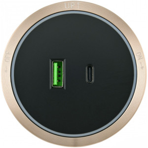 Трековая розетка Am-track-sockets 380066TS LED/USB-Type-C Gold
