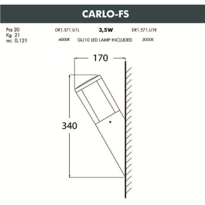 Настенный светильник уличный Carlo DR1.571.000.AXU1L
